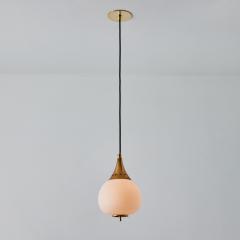  Stilnovo 1950s Bruno Gatta Brass and Opaline Glass Pendant for Stilnovo - 3425848