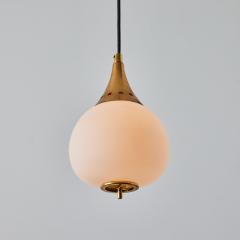  Stilnovo 1950s Bruno Gatta Brass and Opaline Glass Pendant for Stilnovo - 3425851