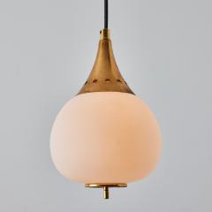  Stilnovo 1950s Bruno Gatta Brass and Opaline Glass Pendant for Stilnovo - 3425856