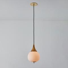  Stilnovo 1950s Bruno Gatta Brass and Opaline Glass Pendant for Stilnovo - 3425858