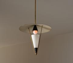 Stilnovo 1950s Italian Brass Black Enamel Pendant Lamp Attributed to Stilnovo - 4386691
