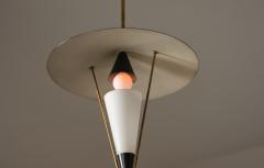  Stilnovo 1950s Italian Brass Black Enamel Pendant Lamp Attributed to Stilnovo - 4386696
