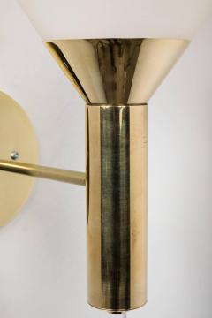  Stilnovo 1950s Italian Glass and Brass Cone Sconces - 607058