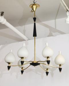  Stilnovo 1950s Modernist Italian Brass Chandelier In the Style Of Stilnovo - 3933482