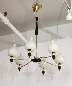  Stilnovo 1950s Modernist Italian Brass Chandelier In the Style Of Stilnovo - 3933483