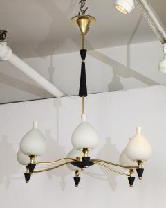  Stilnovo 1950s Modernist Italian Brass Chandelier In the Style Of Stilnovo - 3933484