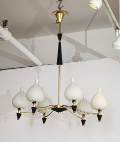  Stilnovo 1950s Modernist Italian Brass Chandelier In the Style Of Stilnovo - 3933485