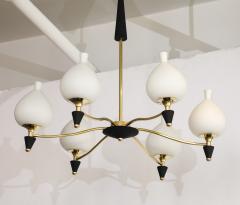  Stilnovo 1950s Modernist Italian Brass Chandelier In the Style Of Stilnovo - 3933488