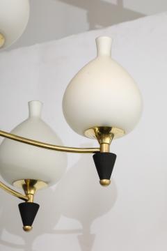  Stilnovo 1950s Modernist Italian Brass Chandelier In the Style Of Stilnovo - 3933490