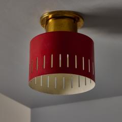  Stilnovo 1950s Perforated Red and Brass Ceiling Lamp for Stilnovo - 4104575