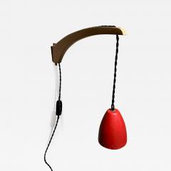  Stilnovo 1950s Red Sconce Wall Lamp Adjustable Perforated Shade Style of Stilnovo Italy - 2838292
