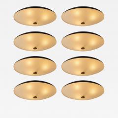  Stilnovo 1950s Stilnovo Opaline Glass Black Metal Ceiling Lamp - 4281457