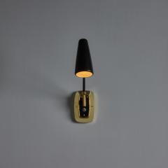  Stilnovo 1950s Stilnovo Perforated Black Metal and Brass Sconce with Stamped Label - 4543832