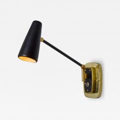  Stilnovo 1950s Stilnovo Perforated Black Metal and Brass Sconce with Stamped Label - 4545107
