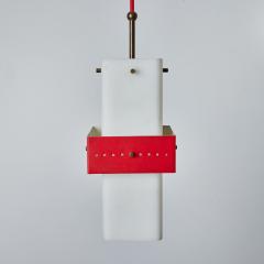  Stilnovo 1950s Stilnovo Red Metal Opaline Glass Suspension Lamp - 3099860