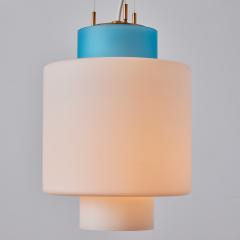  Stilnovo 1950s Stilnovo Two Pendant Blue and White Opaline Glass Suspension Lamp - 3162874