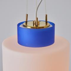 Stilnovo 1950s Stilnovo Two Pendant Blue and White Opaline Glass Suspension Lamp - 3162878