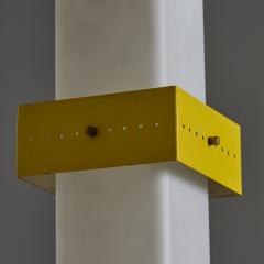  Stilnovo 1950s Stilnovo Yellow Painted Metal Opaline Glass Suspension Lamp - 3829668