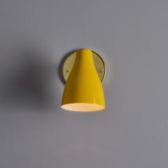  Stilnovo 1950s Yellow Painted Metal Brass Wall Lamp Attributed to Stilnovo - 4159241