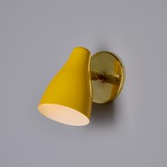  Stilnovo 1950s Yellow Painted Metal Brass Wall Lamp Attributed to Stilnovo - 4159244