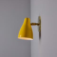  Stilnovo 1950s Yellow Painted Metal Brass Wall Lamp Attributed to Stilnovo - 4159248