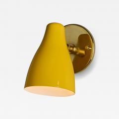  Stilnovo 1950s Yellow Painted Metal Brass Wall Lamp Attributed to Stilnovo - 4159792