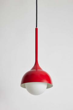  Stilnovo 1960s Glass and Red Painted Metal Pendant Attributed to Stilnovo - 2184764