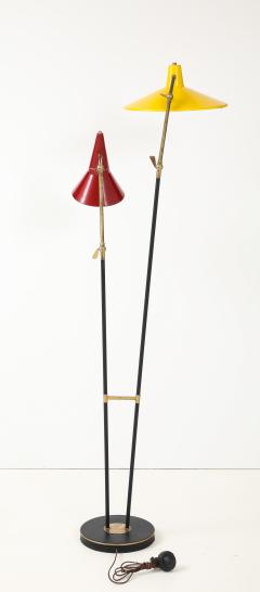  Stilnovo 1960s Mid Century Modern Two Arm Italian Floor Lamp Stilnovo Style - 4579887
