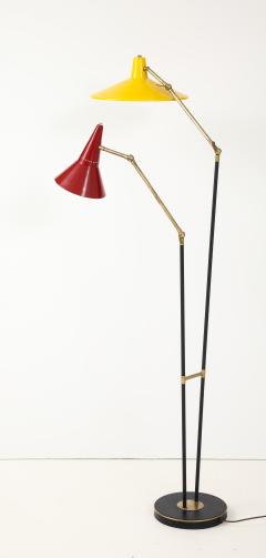  Stilnovo 1960s Mid Century Modern Two Arm Italian Floor Lamp Stilnovo Style - 4579895