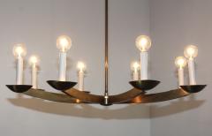  Stilnovo 1960s Modernist Italian 8 Arm Brass Chandelier - 1430283