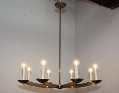  Stilnovo 1960s Modernist Italian 8 Arm Brass Chandelier - 1430284