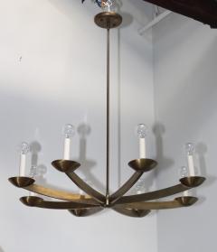  Stilnovo 1960s Modernist Italian 8 Arm Brass Chandelier - 1430285