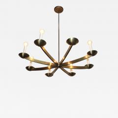  Stilnovo 1960s Modernist Italian 8 Arm Brass Chandelier - 1430938