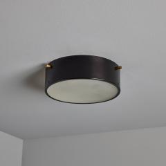  Stilnovo 1960s Round Black Metal Opaline Glass Ceiling Lamp by Bruno Gatta for Stilnovo - 4493358