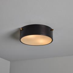  Stilnovo 1960s Round Black Metal Opaline Glass Ceiling Lamp by Bruno Gatta for Stilnovo - 4493359