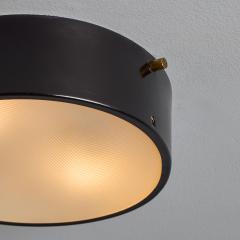  Stilnovo 1960s Round Black Metal Opaline Glass Ceiling Lamp by Bruno Gatta for Stilnovo - 4493360