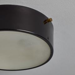  Stilnovo 1960s Round Black Metal Opaline Glass Ceiling Lamp by Bruno Gatta for Stilnovo - 4493362