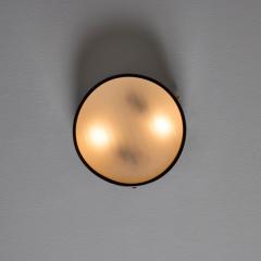  Stilnovo 1960s Round Black Metal Opaline Glass Ceiling Lamp by Bruno Gatta for Stilnovo - 4493363