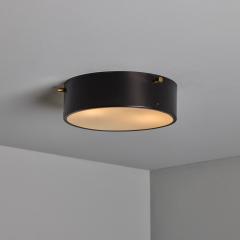  Stilnovo 1960s Round Black Metal Opaline Glass Ceiling Lamp by Bruno Gatta for Stilnovo - 4493365