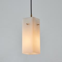  Stilnovo 1960s Stilnovo Opaline Glass Brass Pendant - 3367121