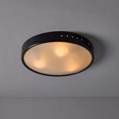  Stilnovo 1960s Stilnovo Perforated Black Metal Opaline Glass Flush Mount - 4153281