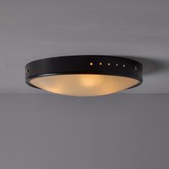  Stilnovo 1960s Stilnovo Perforated Black Metal Opaline Glass Flush Mount - 4153282