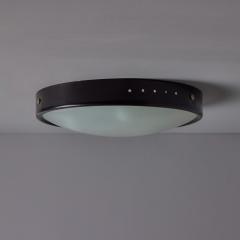 Stilnovo 1960s Stilnovo Perforated Black Metal Opaline Glass Flush Mount - 4153283
