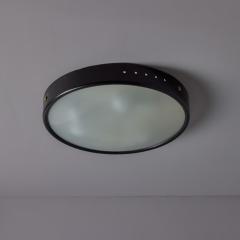  Stilnovo 1960s Stilnovo Perforated Black Metal Opaline Glass Flush Mount - 4153285
