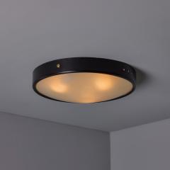  Stilnovo 1960s Stilnovo Perforated Black Metal Opaline Glass Flush Mount - 4153286
