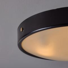  Stilnovo 1960s Stilnovo Perforated Black Metal Opaline Glass Flush Mount - 4153287