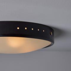  Stilnovo 1960s Stilnovo Perforated Black Metal Opaline Glass Flush Mount - 4153288