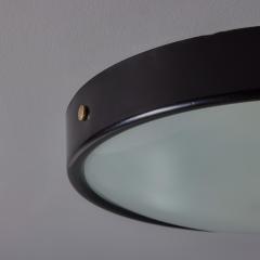  Stilnovo 1960s Stilnovo Perforated Black Metal Opaline Glass Flush Mount - 4153289