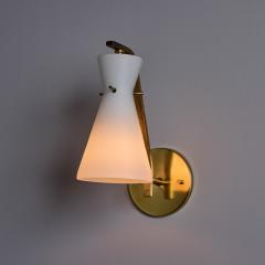  Stilnovo 1960s Stilnovo Sculptural Opaline Glass and Brass Wall Lamp - 4388361