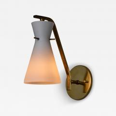  Stilnovo 1960s Stilnovo Sculptural Opaline Glass and Brass Wall Lamp - 4393177